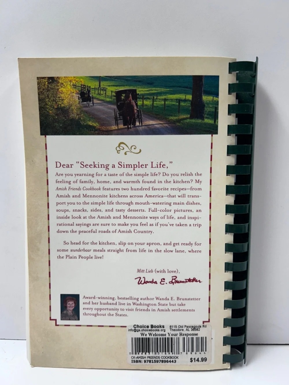 Wanda E. Brunstetter's Amish Friends Cookbook 2007 Spiral-Bound 200 Recipes